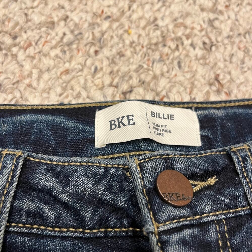 BKE Billie Flare Jeans Sz 30 x 37.5 Dark Wash Denim Grunge Long Length Casual - Picture 2 of 9